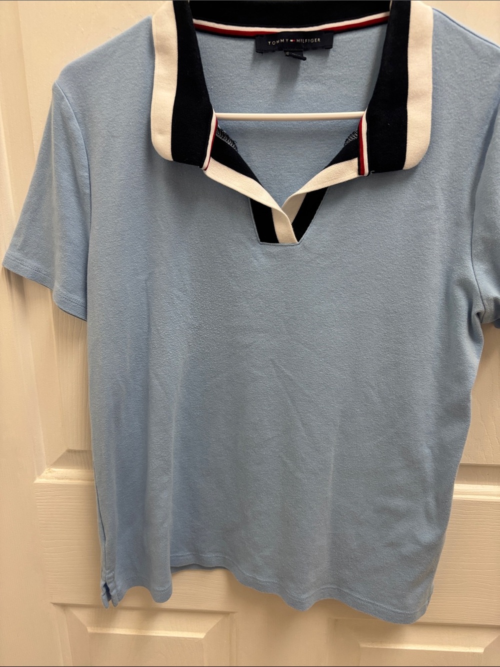 Tommy Hilfiger Sky Blue Polo with Navy & Cream Collar